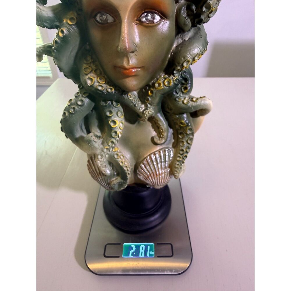 Medusa Bust Statue Gothic Greek  Decor LED Eyes | Halloween Display | 14" - Picture 6 of 8